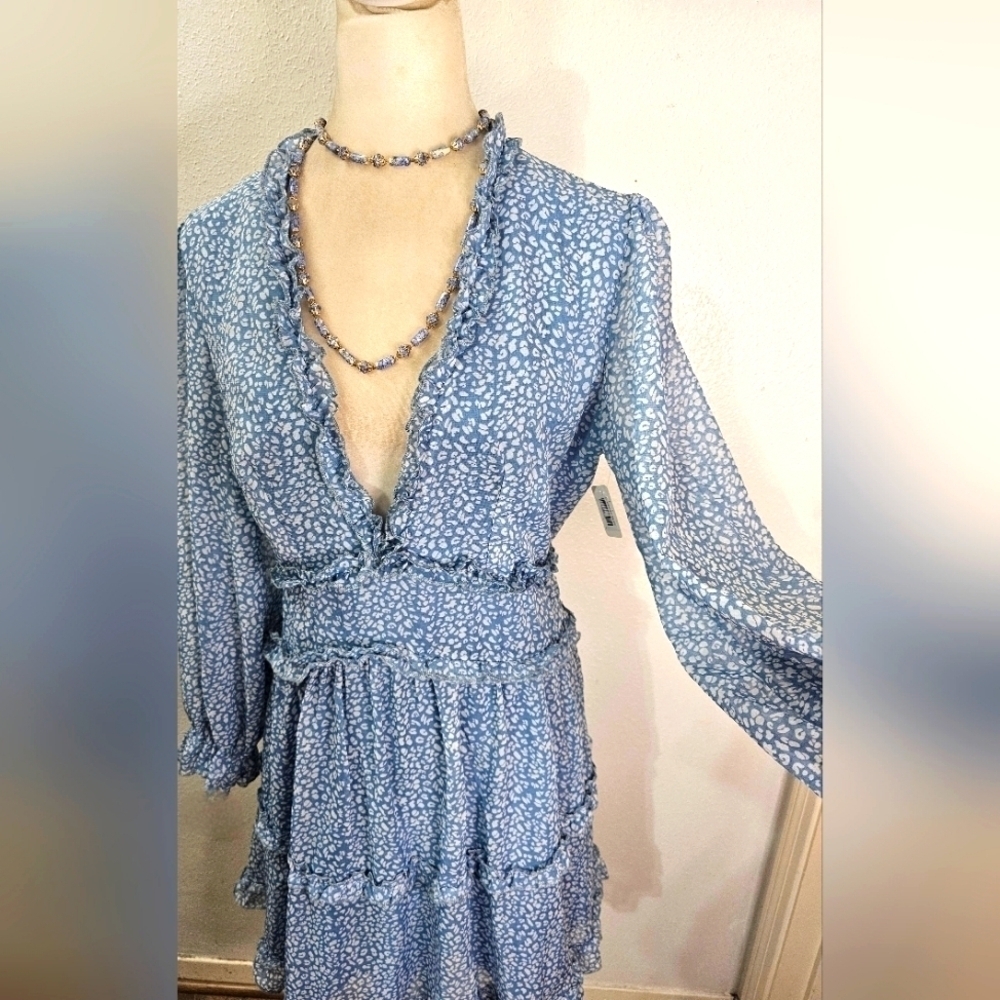 BLUE TIERED RUFFLE DRESS - Picture 8 of 10